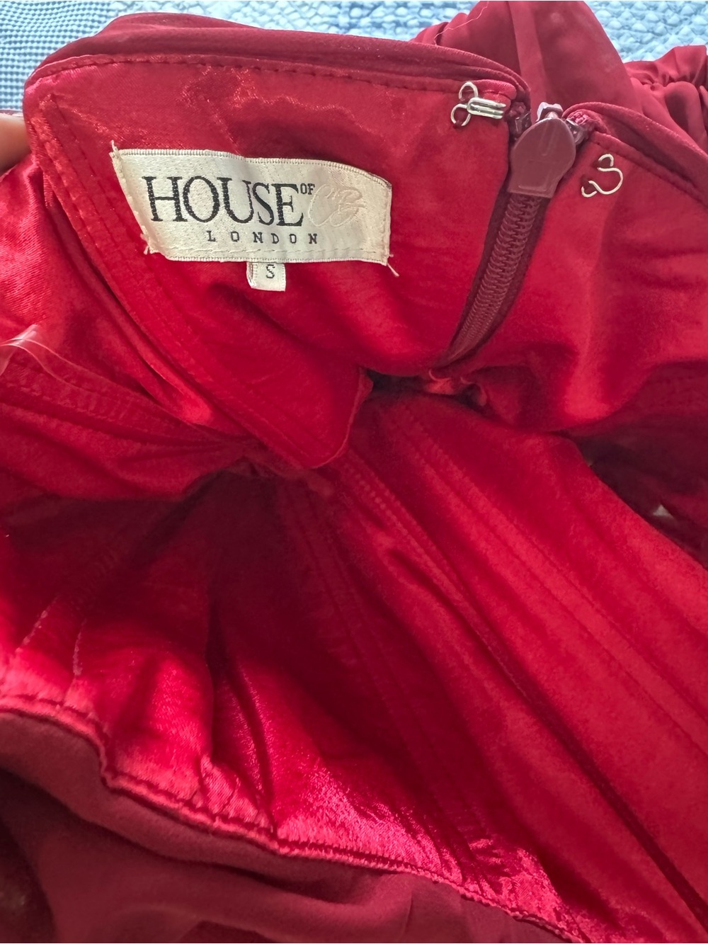 House of CB Red Off-Shoulder Ruched Midi Dress - Picture 4 of 6